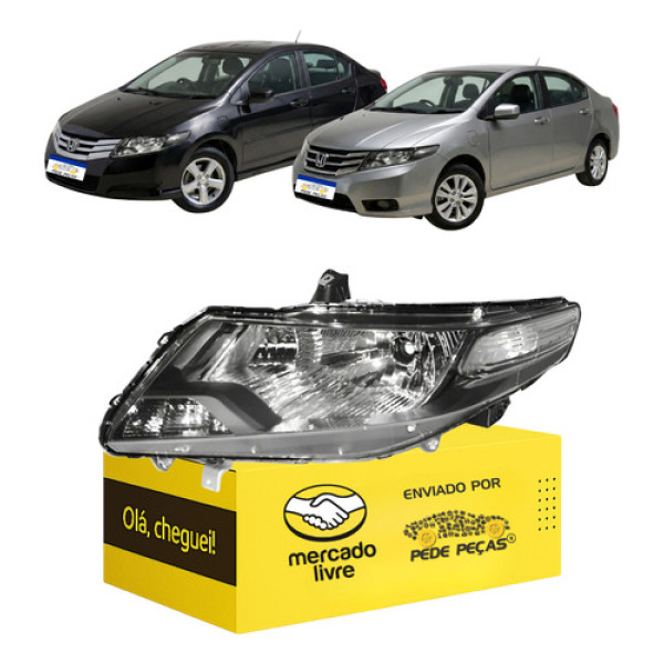 Farol Honda City 2009 2010 2011 2012 2013 2014 L.e Novo Esquerdo