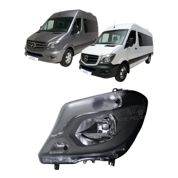 Farol Esquerdo Mercedes Sprinter 2017 A 2019 Mascara Cinza