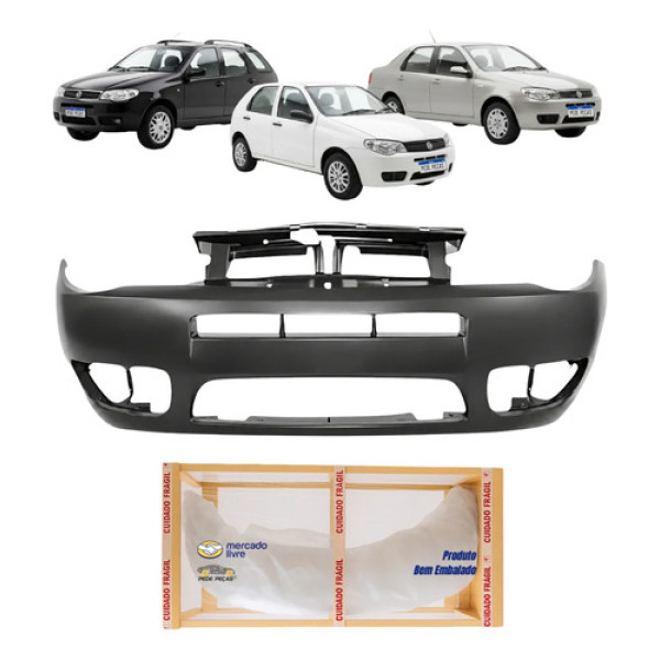 Parachoque Dianteiro Fiat 2004 A 2017 Siena 2007 2008 Preto