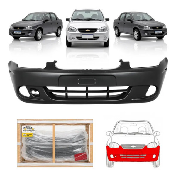 Parachoque Chevrolet Corsa Classic 2008 A 2010 C/furo Grade Preto Liso Para Pintura
