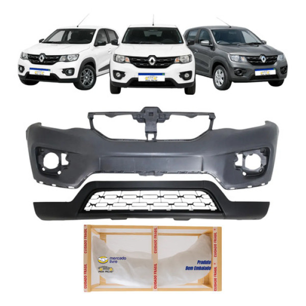 Kit Spoiler Parachoque Renault Kwid 2017 18 19 20 21 2022 Preto