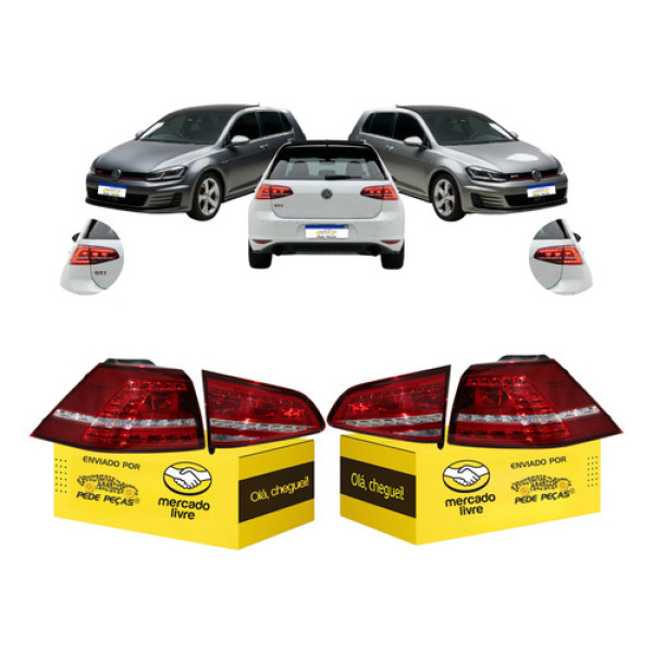Kit Lanterna Sinaleira Golf 2014 2015 2016 2017 C/led Nova Ambos Lados Vermelho