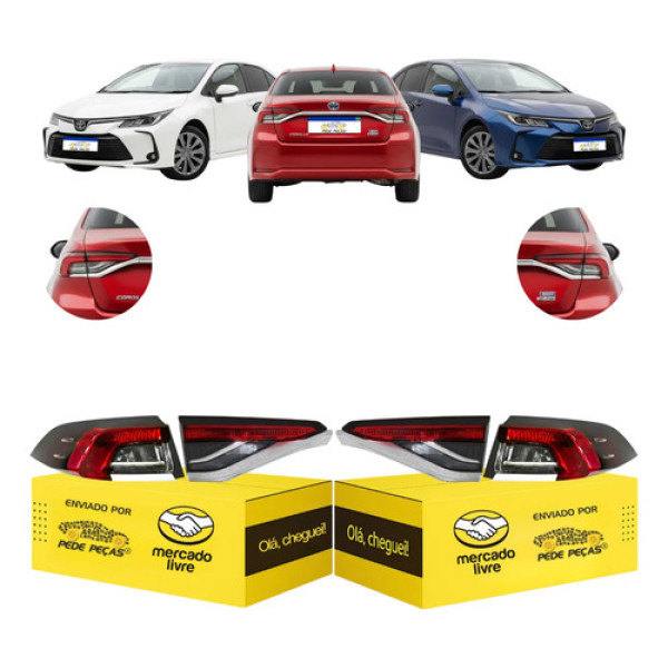 Lanternas Canto Tampa Corolla Xei 2020 21 A 2026 S/led Par Ambos Lados Fumê