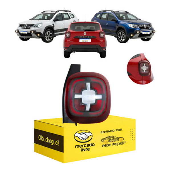 Lanterna Sinaleira Duster 2021 2022 2023 2024 C/led Nova Ld Direito/passageiro Vermelho