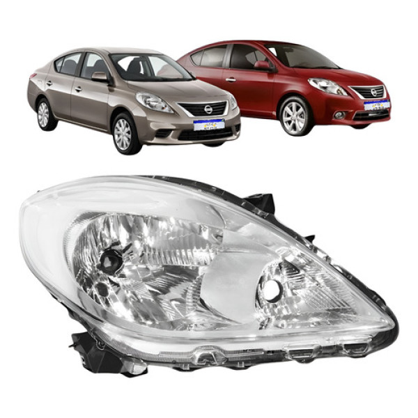 Farol Nissan Versa 2011 2012 2013 2014 Cromado Lado Direito