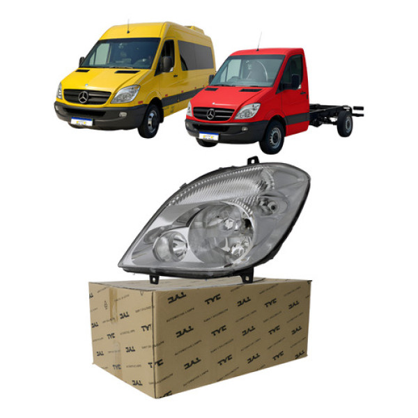 Farol Cromado Manual Sprinter 2013 A 2016 Foco Duplo Novo Esquerdo/motorista Farol Cromado Manual Sprinter 2013 A 2016 Foco Duplo Novo Esquerdo/motorista