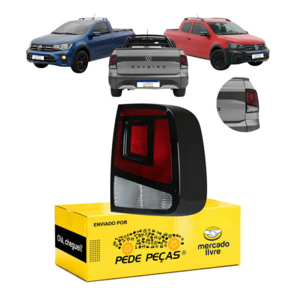 Sinaleira Traseira Direita Volkswagen Saveiro G8 2023 A 2026 Direito/passageiro Vermelho/fumê