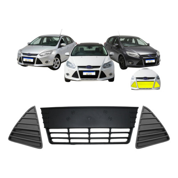 Kit Grade Parachoque Focus Hatch Sedan 2014 2015 Preto Texturizado