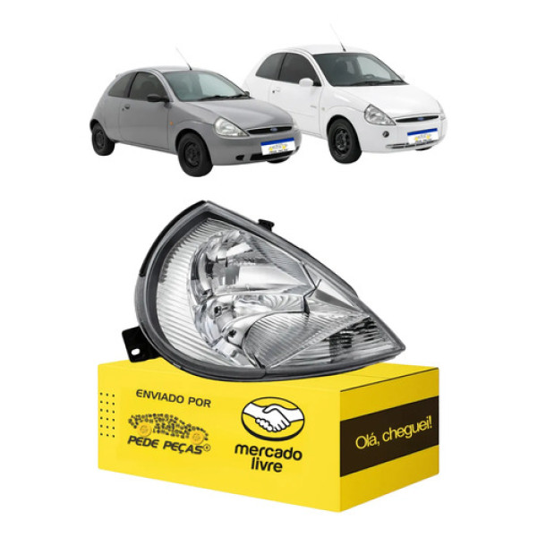 Farol Direito Ford Ka 1997 98 99 2000 01 02 03 04 05 06 2007 Direito/passageiro
