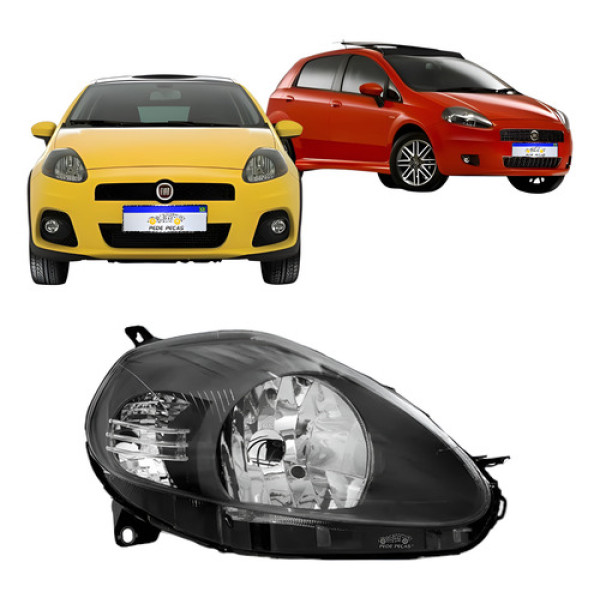 Farol Punto 2007 2008 2009 2010 2011 2012 Mascara Negra Ld Direito/passageiro