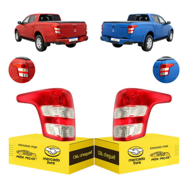 Lanterna L200 Triton Gls Gl 2017 18 19 20 21 22 A 2025 Par Ambos Lados Vermelho