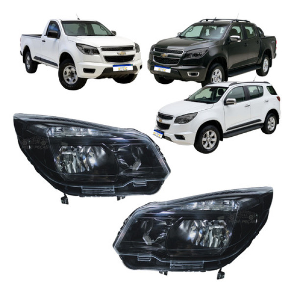 Par Farol Gm S10 Trailblazer 2012 2013 A 2016 Mascara Negra