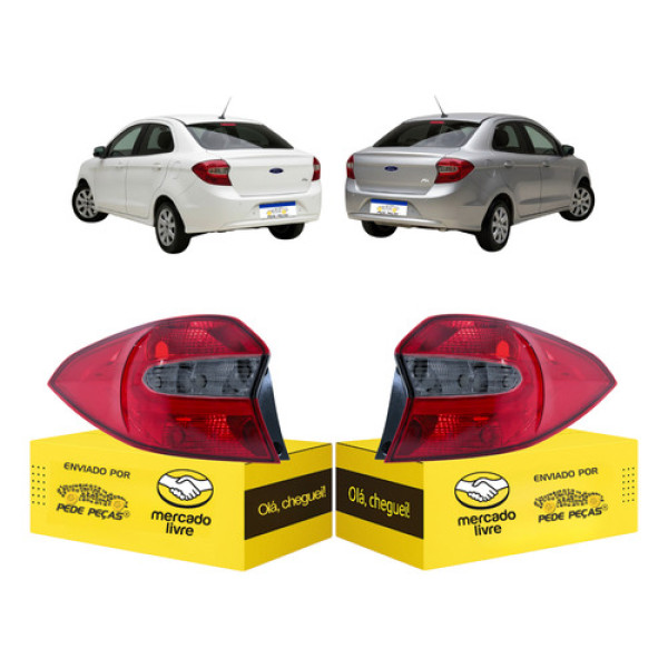 Par Lanterna Ford Ka Sedan 2015 2016 2017 2018 Fume Ambos Lados Vermelho/fumê