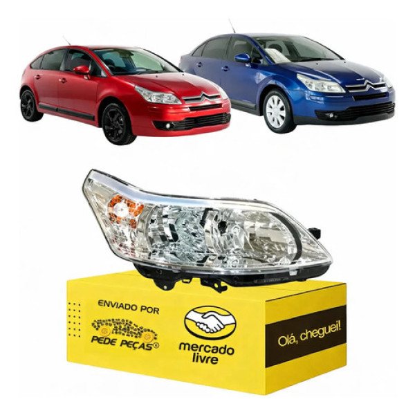 Farol Citroen C4 Pallas Hatch 2007 2008 2009 10 A 2013 Duplo