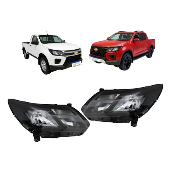 Farol S10 2017 2018 2019 2020 A 2023 Par Sem Led Friso Preto - Ambos Lados
