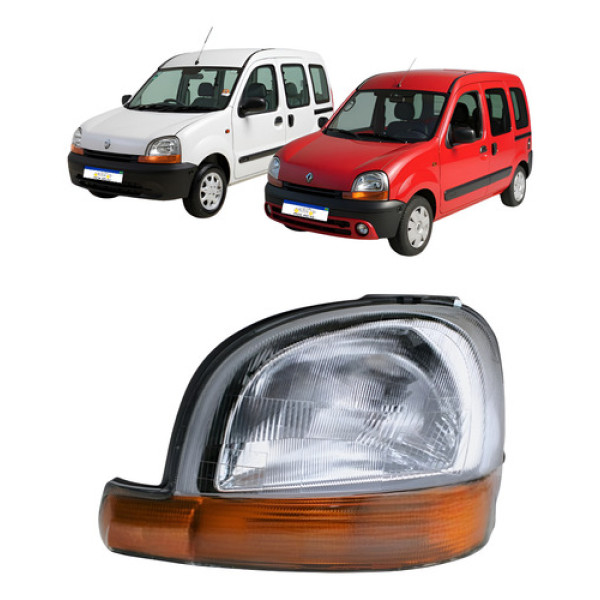 Farol Cromado Renault Kangoo 1997 A 2008 Pisca Âmbar Le Novo