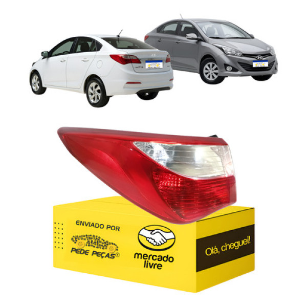 Lanterna Hb20 Sedan 2013 2014 2015 2016 2017 2018 2019 L.e Esquerdo/motorista Vermelho Cristal