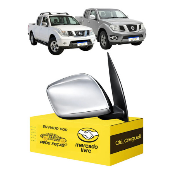 Retrovisor Elétrico Cromado Nissan Frontier 2008 A 2016