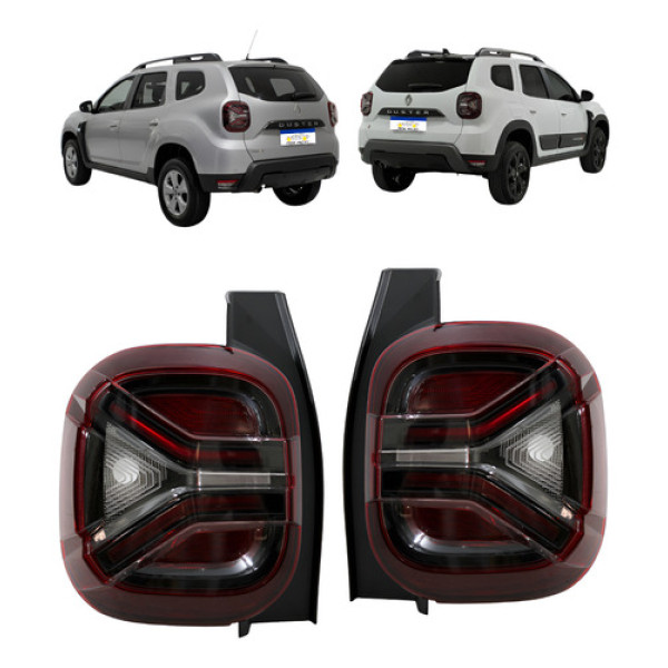 Par Lanterna Sinaleira Traseira Duster 2024 2025 2026 Led Ambos Lados Vermelho
