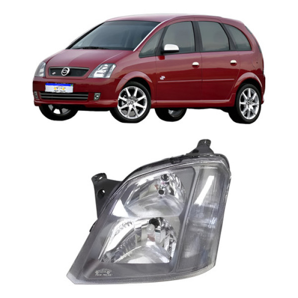 Farol Meriva Ss 2003 2004 2005 2006 A 2012 Mascara Cinza Le Esquerdo/motorista