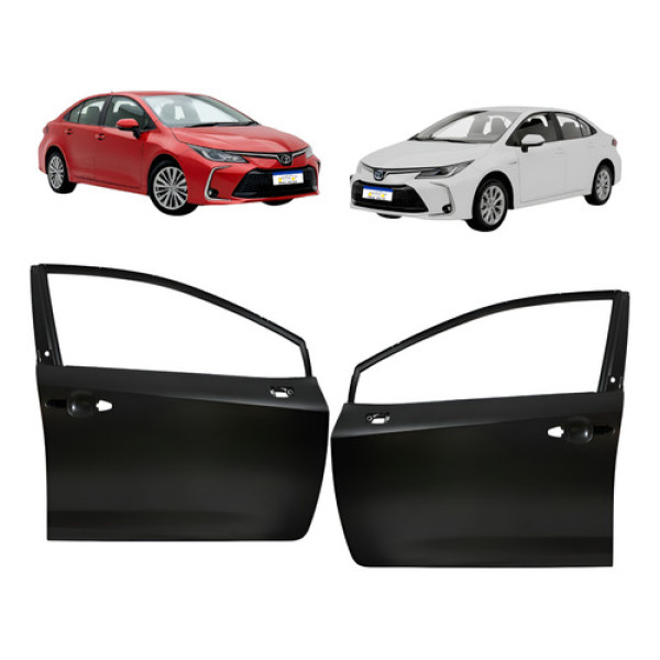 Par Porta Dianteira Toyota Corolla 2020 A 2025 Preta Dianteira Ambos Os Lados Preto