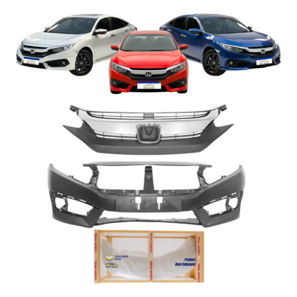 Kit Parachoque Grade Honda Civic G10 2017 2018 2019 Preto
