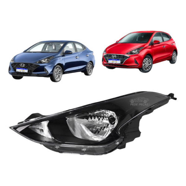 Farol Hyundai Hb20 Hb20s 2019 A 2022 Mascara Negra Esquerdo