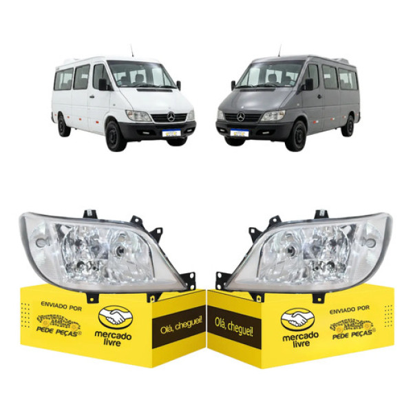 Par Farol Elétrico C/auxiliar Sprinter 2004 05 06 07 A 2011 Ambos Lados