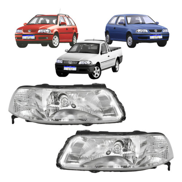 Par Farol Vw Gol Saveiro Parati G3 1999 A 2005 Foco Simples Ambos Lados