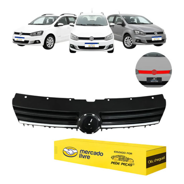 Grade Radiador Fox 2015 A 2022 Spacefox 2015 A 2019 Preto Com Friso Cromado