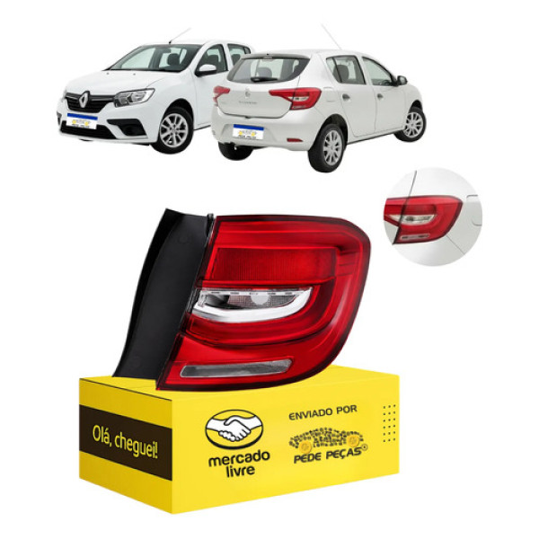 Lanterna Traseira Sandero 2020 2021 2022 Canto C/led Ld Direito/passageiro Cristal