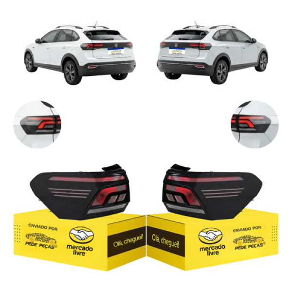 Par Lanterna Volkswagen Nivus 2020 21 22 A 2026 C/led Novas Ambos Lados Fume
