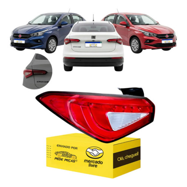 Lanterna Traseira Fiat Cronos 2018 A 2026 C/led Cristal Ld Direito/passageiro Vermelho