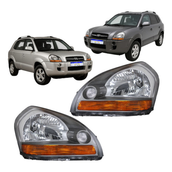 Farol Hyundai Tucson 2009 A 2017 Mascara Cinza Pisca Ambar
