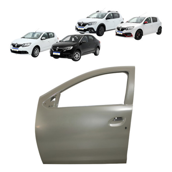 Porta Dianteira Sandero Logan 2014 15 16 17 18 19 A 2024 L.e Cinza Dianteira Esquerdo Motorista