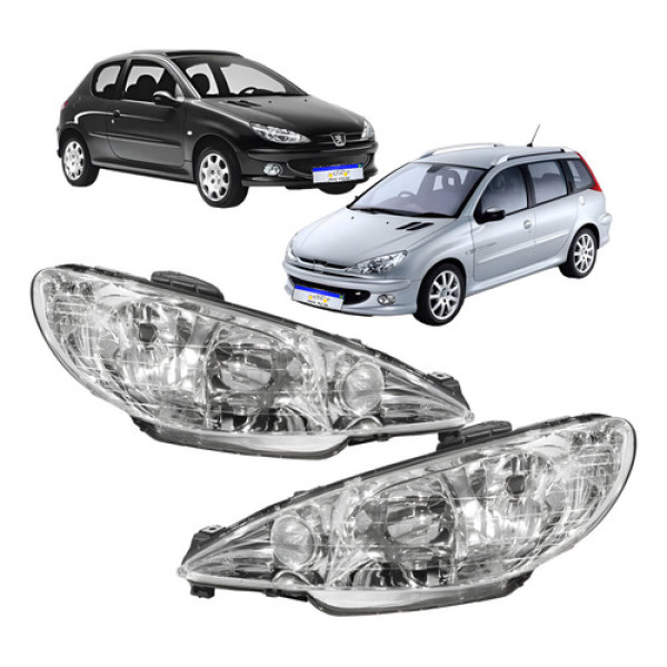 Farol Peugeot 206 2000 2001 2002 2003 2004 2005 A 2010 Par