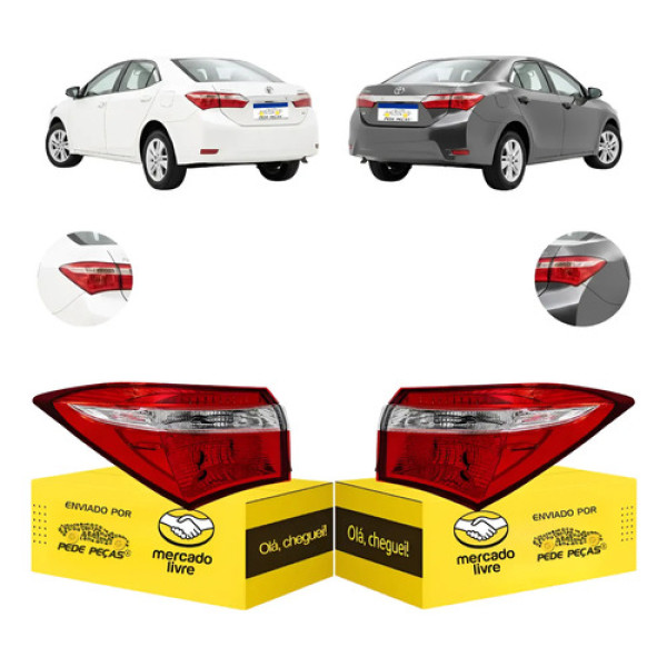 Par Sinaleira Traseira Canto Corolla 2015 2016 2017 S/led Ambos Lados