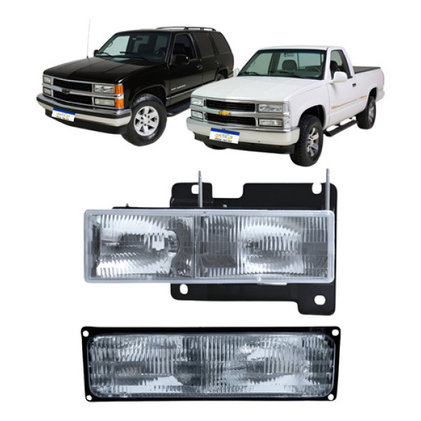Kit Farol Lanterna Dianteira Esquerda Silverado 1993 A 2001