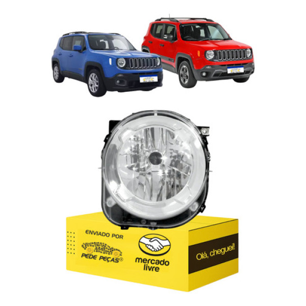 Farol Jeep Renegade 2015 2016 2017 2018 A 2021 Cromado Novo