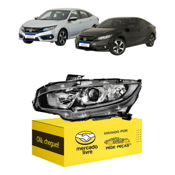 Farol Honda Civic G10 2017 2018 2019 2020 2021 Com Led Le Esquerdo/motorista