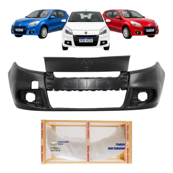 Parachoque Dianteiro Sandero Renault 2011 2012 A 2014 Novo Preto