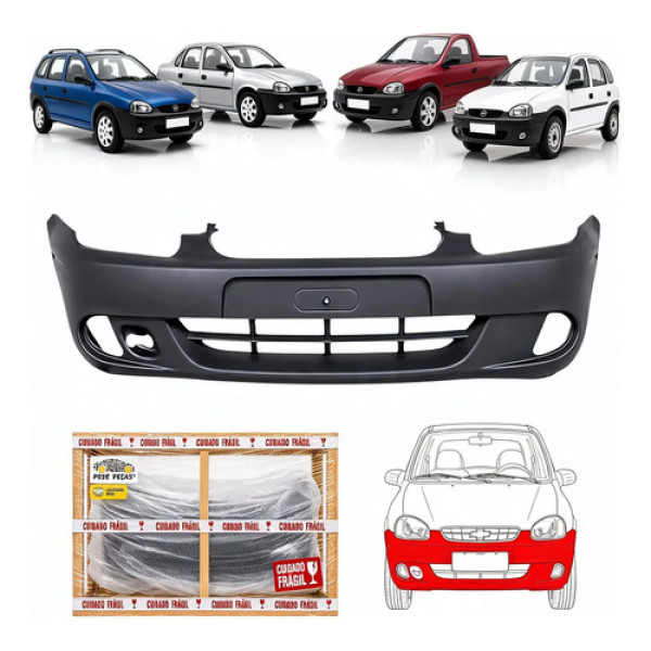 Parachoque Dianteiro Gm Corsa 2000 01 02 A 2008 Texturizado Preto Texturizado