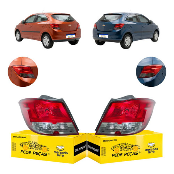 Par Lanterna Traseira Onix 2012 2013 2014 2015 2016 Lt Fumê Ambos Lados Vermelho