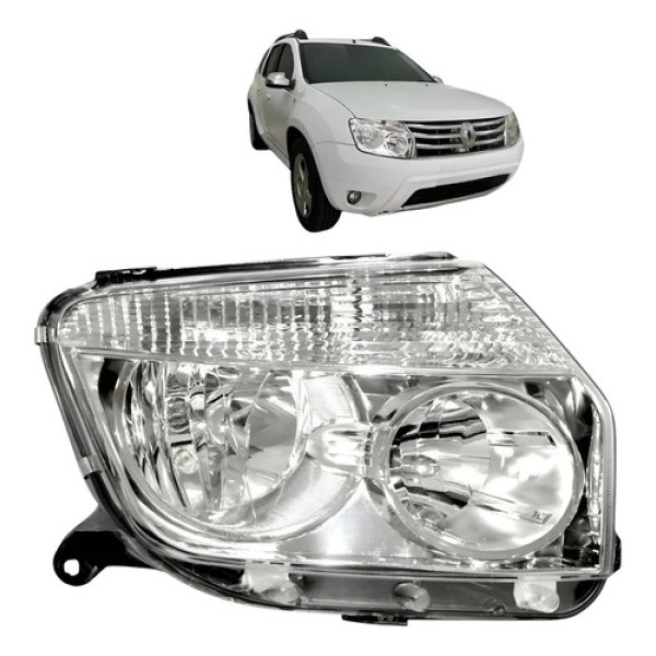 Farol Renault Duster 2012 2013 2014 2015 Cromado Direito