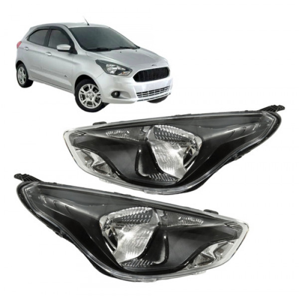 Farol Ford Ka 2015 2016 2017 2018 Mascara Negra Novo