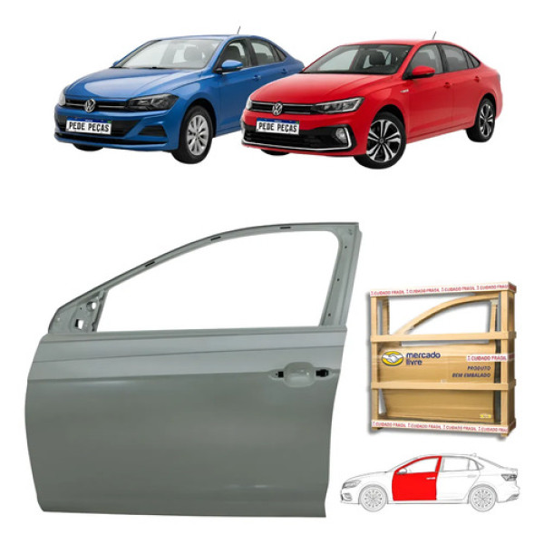 Porta Dianteira Vw Virtus 2017 18 19 20 21 22 23 A 2026 Le Dianteira Esquerdo Cinza