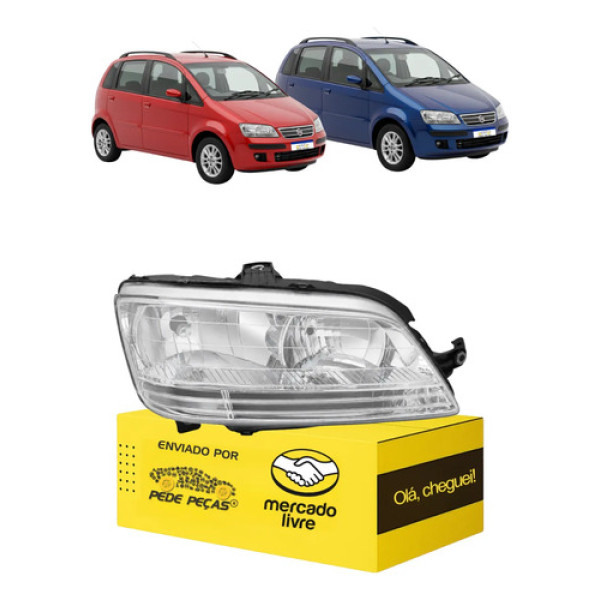 Farol Fiat Idea 2006 2007 2008 2009 2010 C/avaria Ld Direito/passageiro