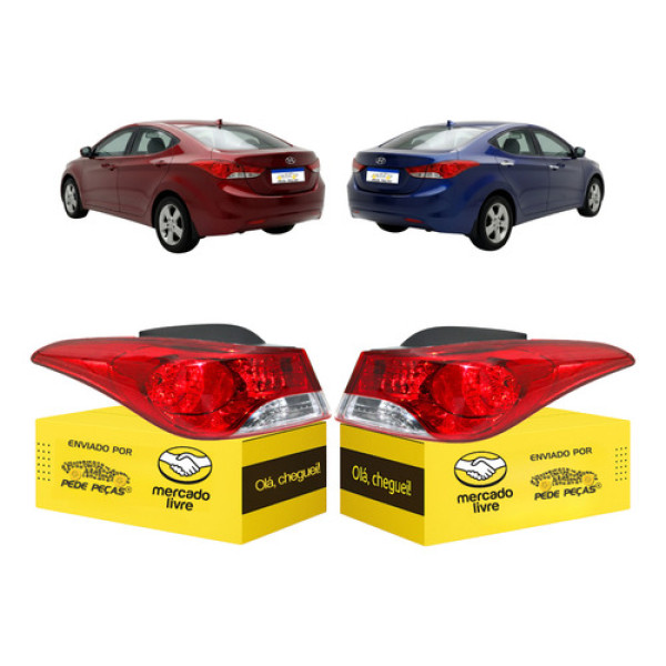 Par Lanterna Elantra 2012 2013 2014 2015 Nova Ambos Lados Vermelho