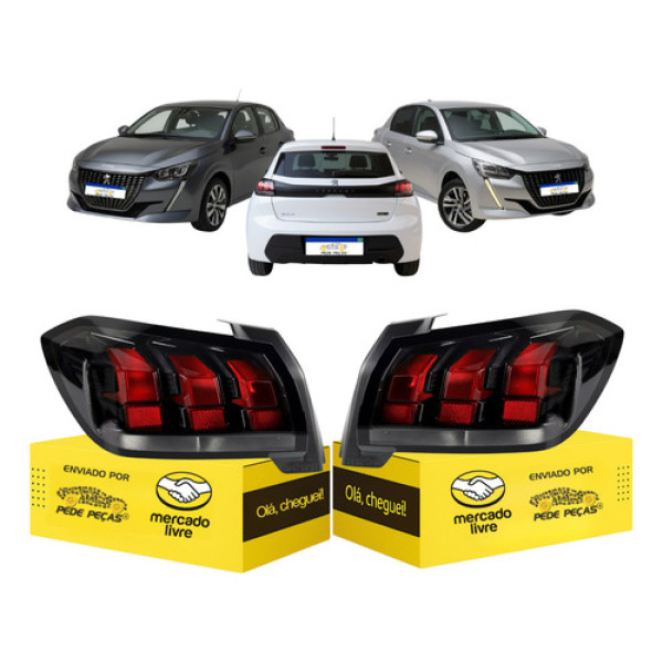 Par Lanterna Sinaleira Peugeot 208 2021 2022 2023 2024 Nova Ambos Lados Vermelho/preto