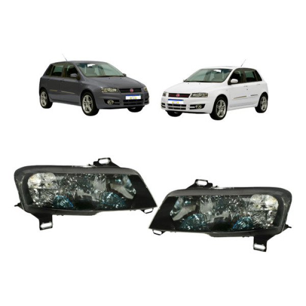 Par Farol Stilo 2008 A 2011 Plug Quadrado Mascara Negra Novo Ambos Lados